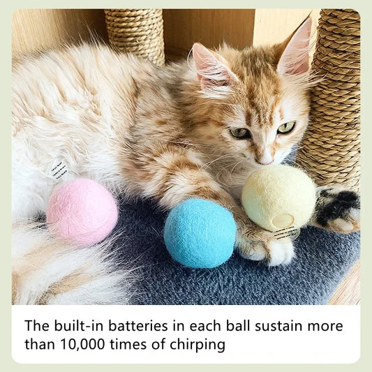 Interactive Squeaky Catnip Ball Toy for Cats & Kittens Interactive Cat Toy Peaceful Pleasures Health and Wellness