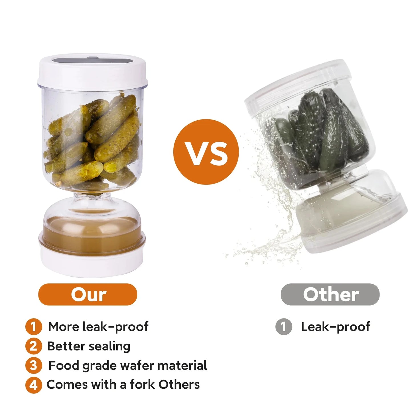 Hourglass Olive & Pickle Strainer Jar with Dry/Wet Separation – Airtight Food Storage Container