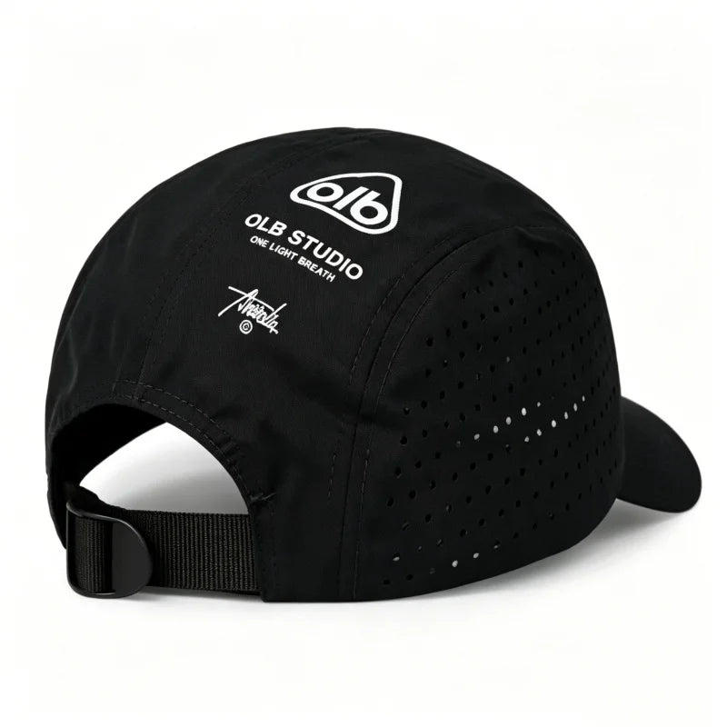 Quick Dry Mesh Baseball Cap Breathable Lightweight UV Sun Protection Short Brim Sport Hat Unisex Outdoor Hiking Fishing Travel Peaceful Pleasures Health and Wellness black M