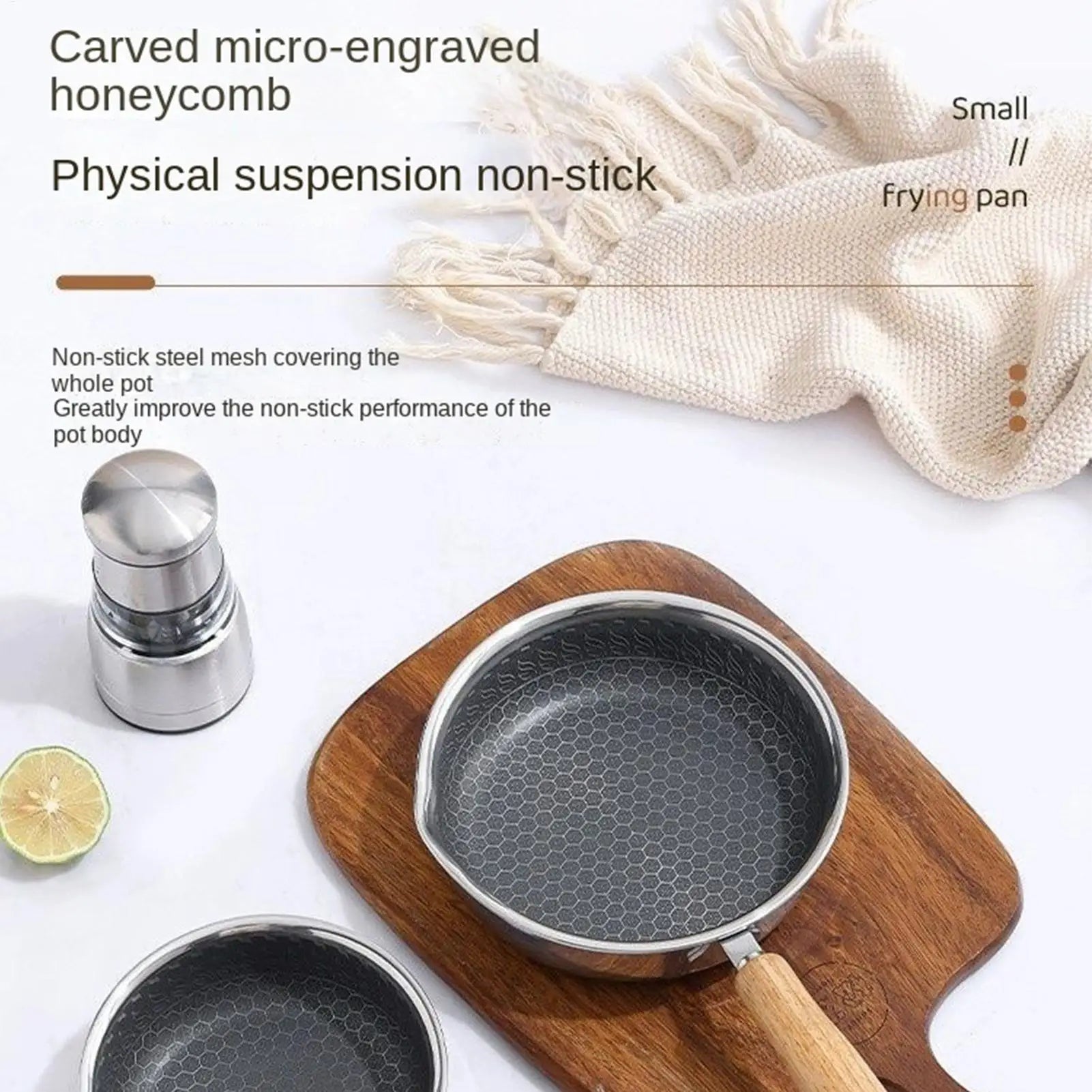 Non Stick Frying Pans Wooden Handle Skillet Pot Grill Pan Cookware for Eggs Fish Vegetables Pork Chicken Home Hotel Restaurant Peaceful Pleasures Health and Wellness