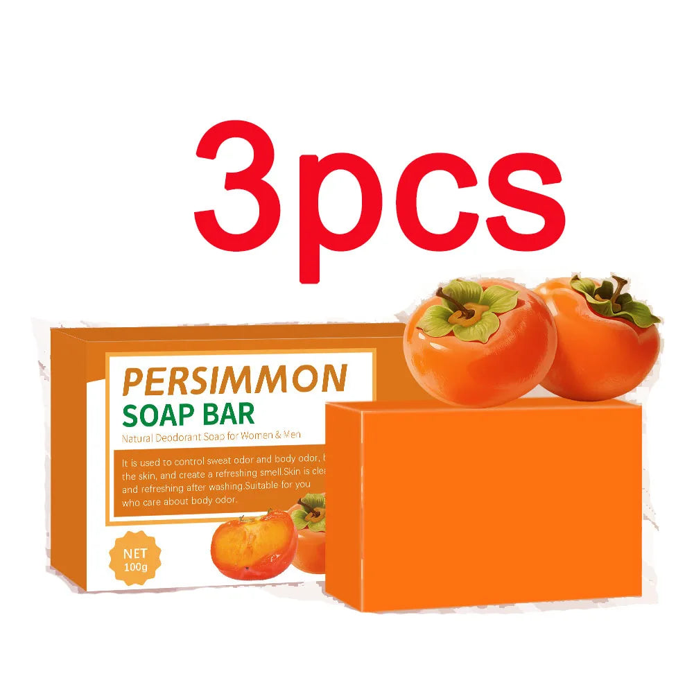 Hand Made persimmon soap bar Body Cleaning Lightening Dark Underarm Leg Body Cleansers Brightening Face Soap Tender Skin Care Peaceful Pleasures Health and Wellness 3pcs