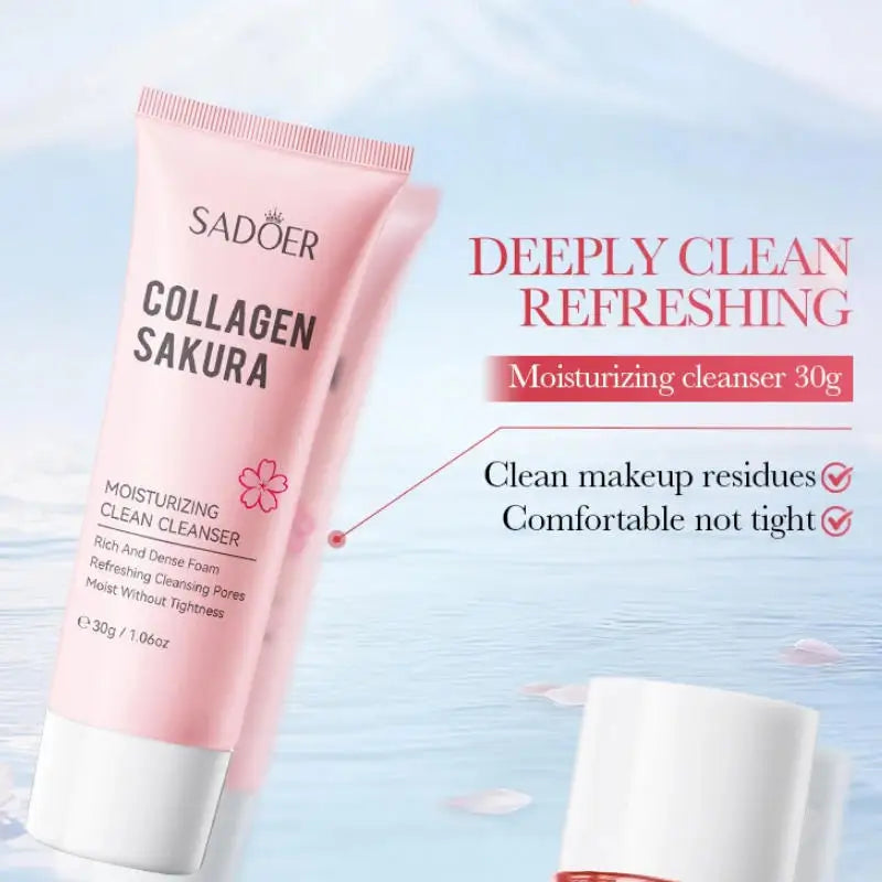 Collagen 6-piece Travel Skincare Set Gentle Cleansing Soothe Toner Hydrate Serum Nourish Face Cream Eye Cream Portable Mini Kit Peaceful Pleasures Health and Wellness