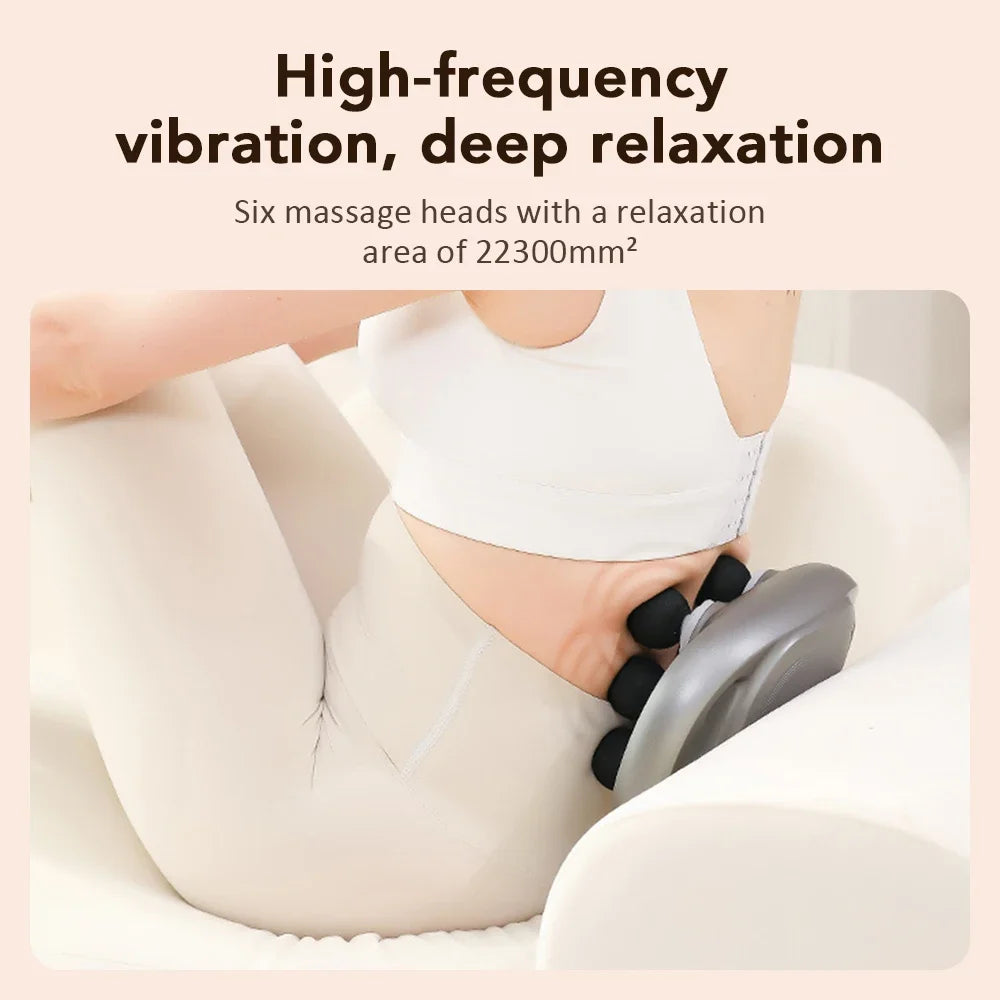 Electric Massage Gun – 6 Heads, 9 Modes & Red Light Therapy