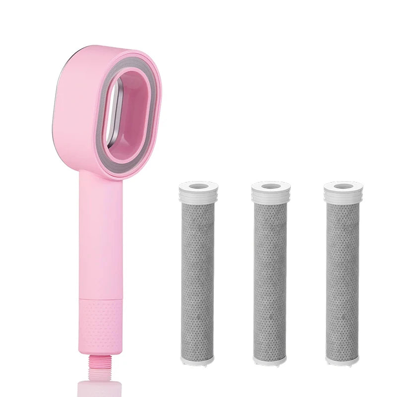 Filter Shower Head High Pressure Beauty Rain Faucet Showerhead Filtration Purification Bathroom Accessories Filtered Water Peaceful Pleasures Health and Wellness Pink Set A