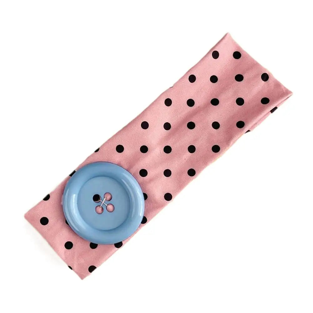 Y2K Polka Dot Button Headband – Retro Dopamine Hair Accessory