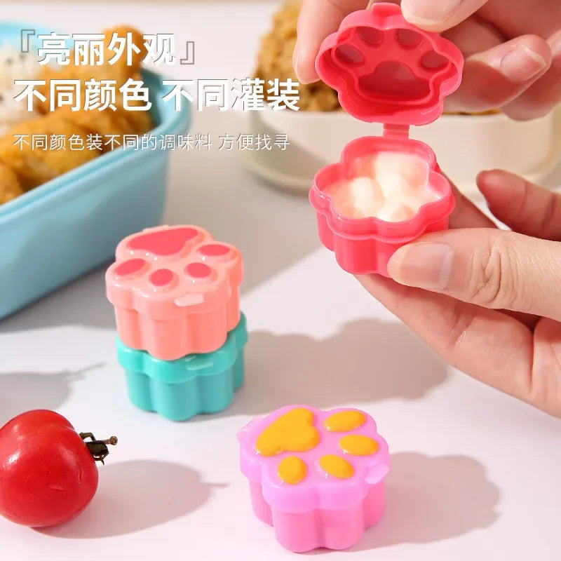 New Portable Condiment Bottle Cat Paw Sauce Container Flower Condiment Bento Japanese Salad Dressing Tomato Sauce Divided Bottle Peaceful Pleasures Health and Wellness