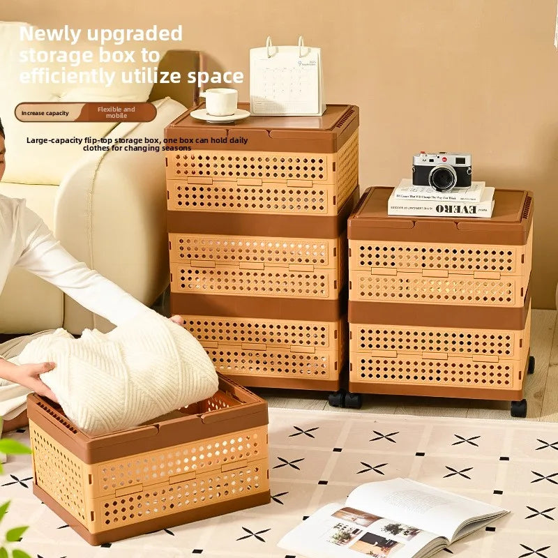 Foldable Storage Box with Wheels: Large Capacity Rolling Organizer for Clothes, Snacks, Toys & Books in Dorm Rooms or Homes Peaceful Pleasures Health and Wellness