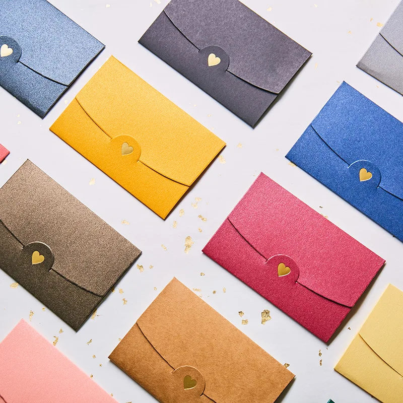 (20 pieces/lot) 10.5*7CM Small Greeting Card Name Card Envelope Hot Stamping Love Pearlescent Paper Mini Envelopes Peaceful Pleasures Health and Wellness