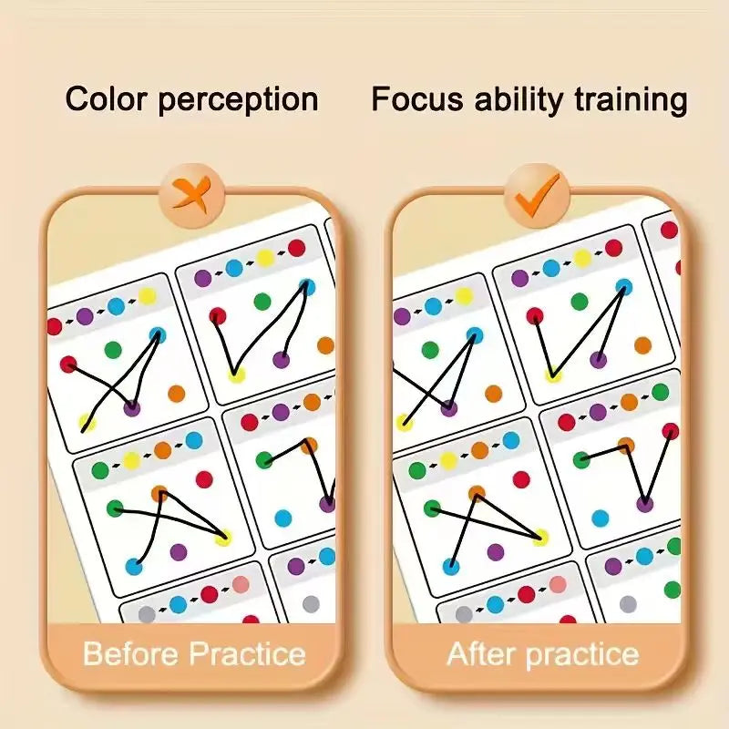 12-Page A4 Reusable Erasable Pen Training Link Cards Visual Tracking