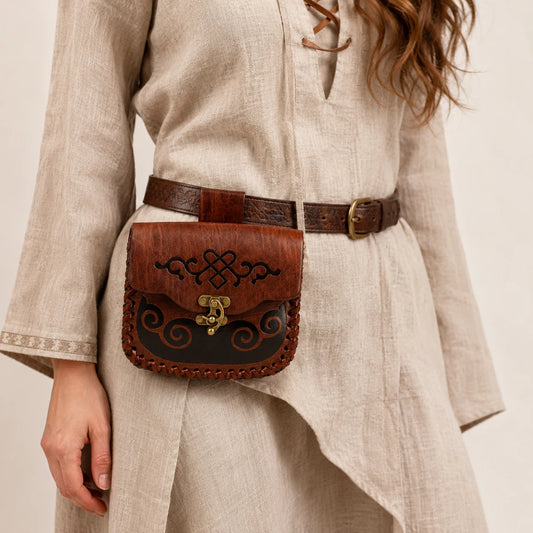 Medieval Leather Belt Pouch Vintage Waist Bag Renaissance Cosplay Peaceful Pleasures Health and Wellness