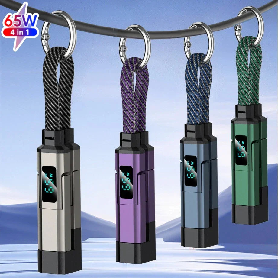 PD 65W USB C to USB C Fast Charging Cable, 4 in 1 Digital Display Type C Keychain Short Mobile Phone Charging Cord Peaceful Pleasures Health and Wellness