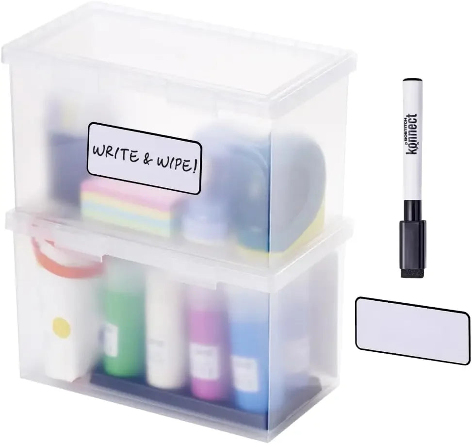Clear Plastic Storage Containers with Lids, Stackable Organizer Boxes, Large Size, 2-Pack Peaceful Pleasures Health and Wellness United States