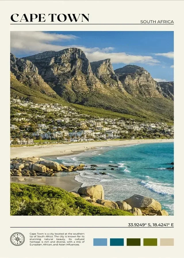 Canvas Painting Wall Art Picture Zimbabwe Somalia Morocco Ethiopia Cape Town Africa Travel Study Poster for Room Office Decor Peaceful Pleasures Health and Wellness