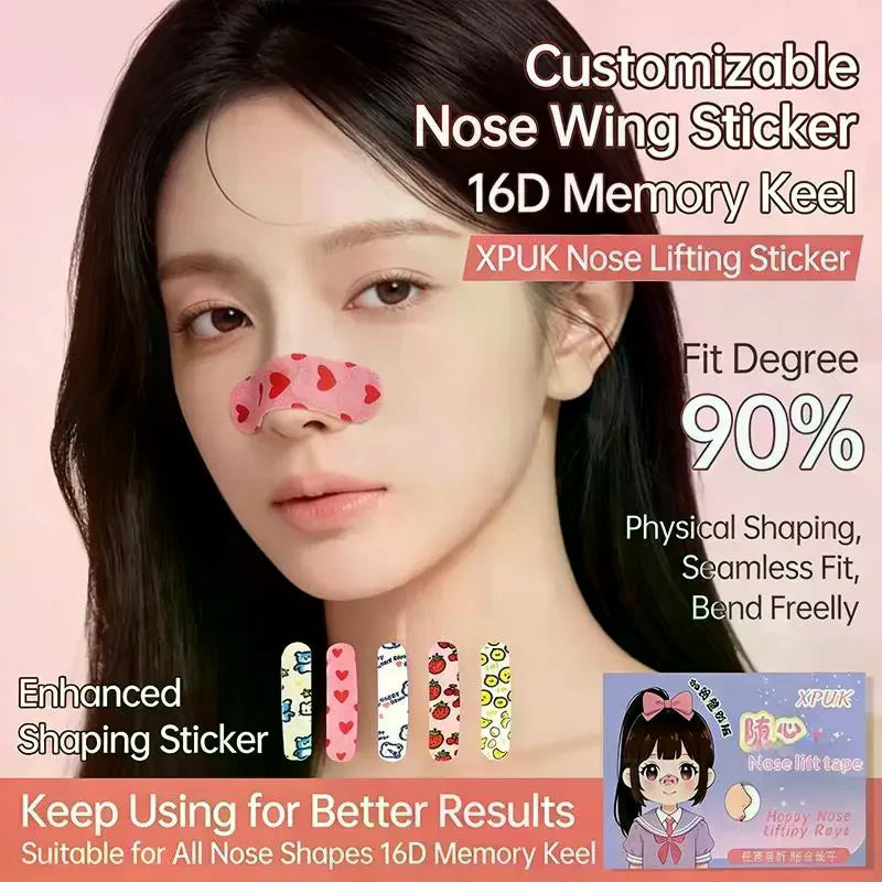 10/20/30 Pcs Cartoon Pattern Self-shaping Nose Splint Nose Adhesive Tape Nose Shape Corrector Provide External Support Fixation Peaceful Pleasures Health and Wellness