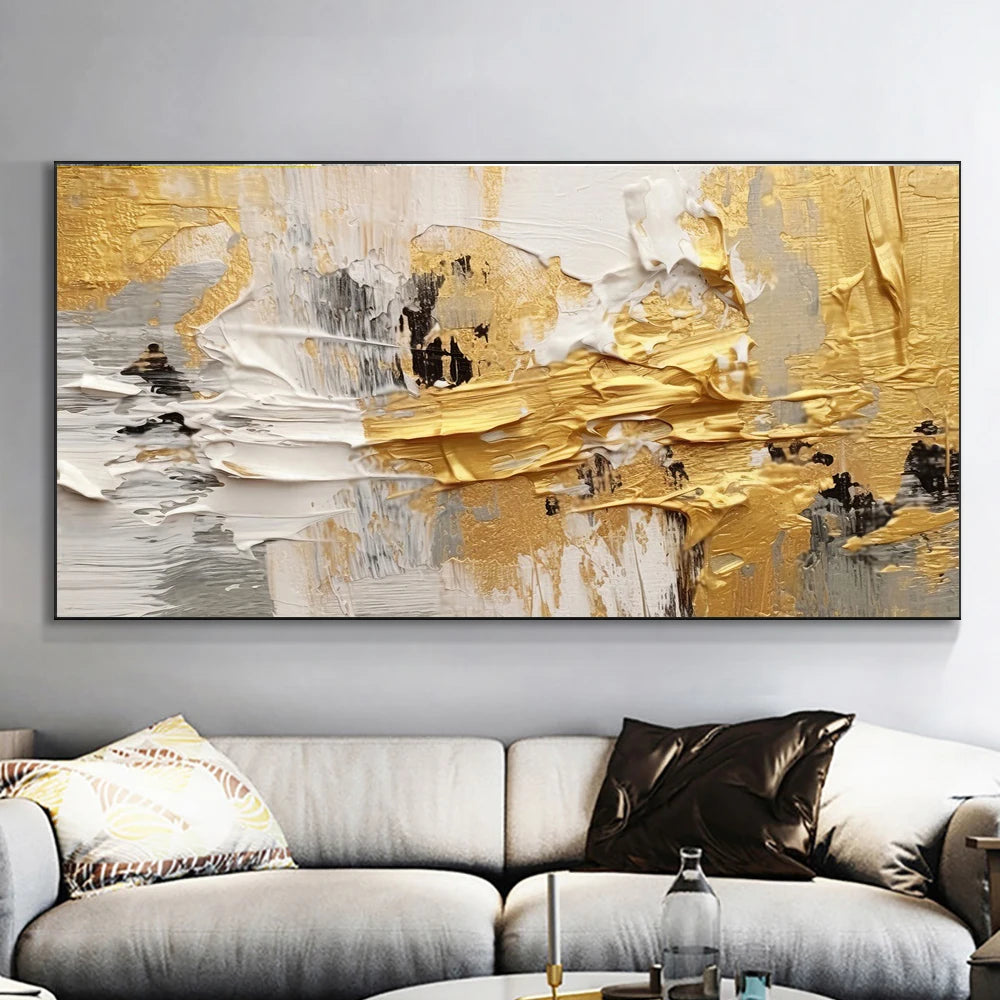 Wall Painting Abstract Golden Art Wall Pictures For Living Room Canvas Painting Home Decor Posters And Prints Vintage Cuadros Peaceful Pleasures Health and Wellness zl1 14 20x40cm