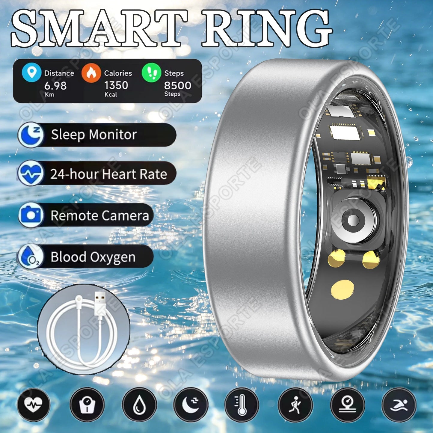 Smart Ring Blood Pressure Heart Rate Sleep Monitoring Smartring IP68 & 5ATM Waterproof Multi-sport Mode Smartring Man Women 2026 Peaceful Pleasures Health and Wellness