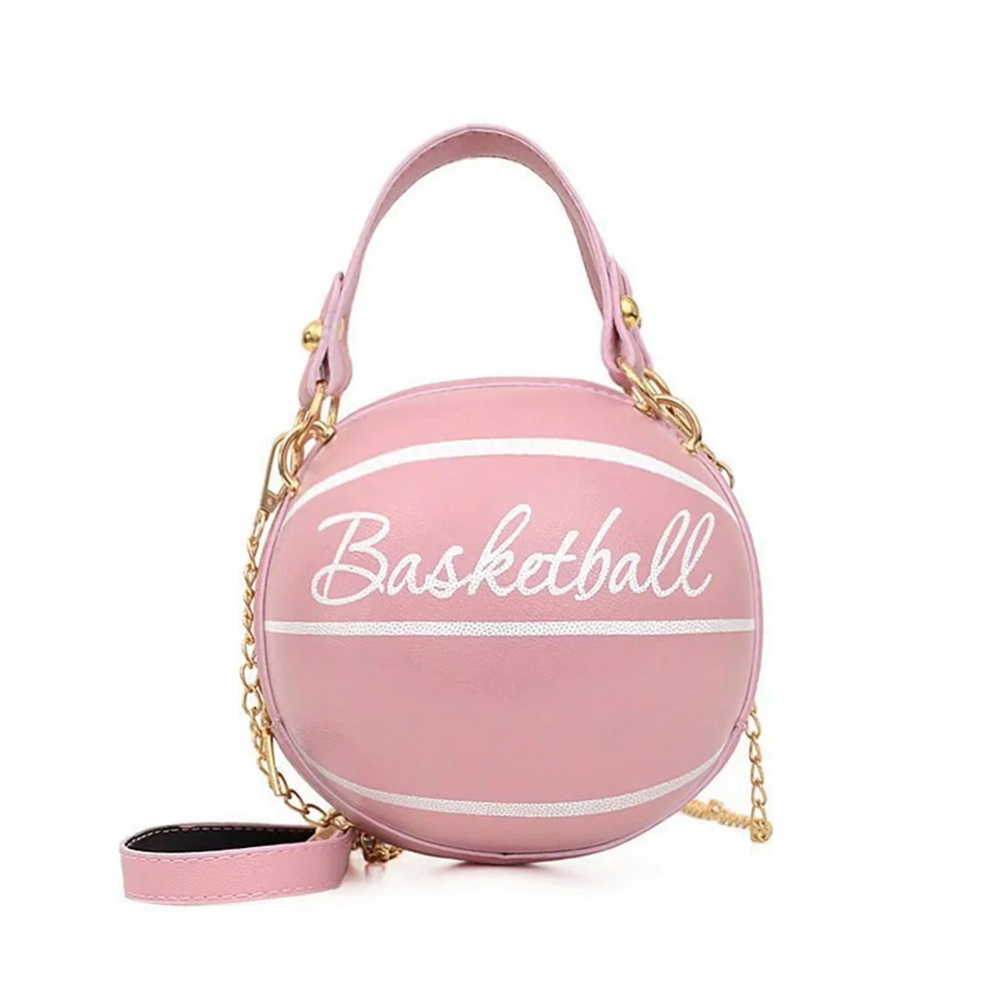 Novelty Basketball Purse For Women PU Leather Basketball Soccer Shoulder Bag for Daily Shopping Travel Peaceful Pleasures Health and Wellness Basketball pink