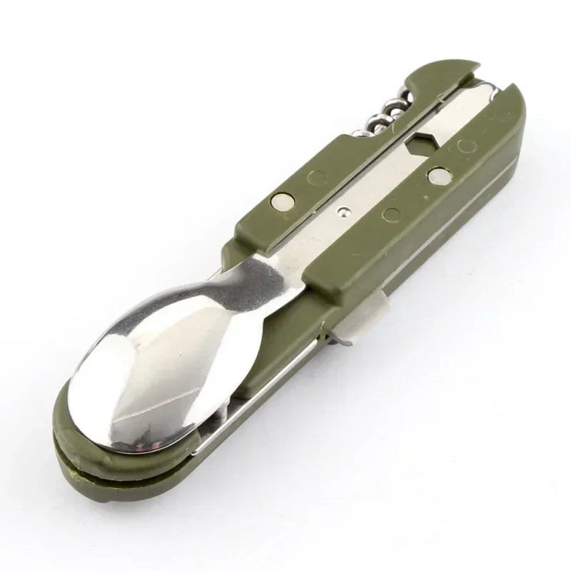 Folding Camping Cutlery Set – Stainless Steel Knife Fork Spoon Camping Cutlery Set Peaceful Pleasures Health and Wellness green