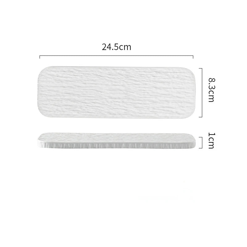 10-inch White and Black Stone Grain Rectangle Flat Tray for Hotel layout Plates Restaurant Ceramic Serving Sushi pastry plate Peaceful Pleasures Health and Wellness white 10 inches