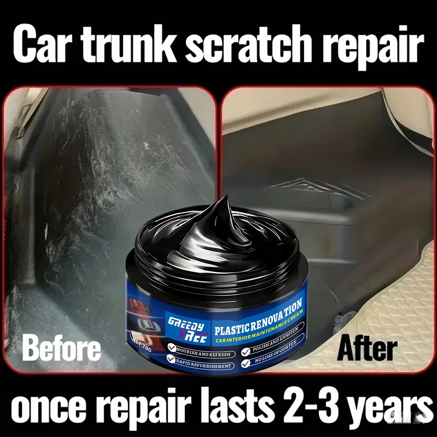 Black Gloss Plastic Polish Paste – Car Interior & Steering Wheel