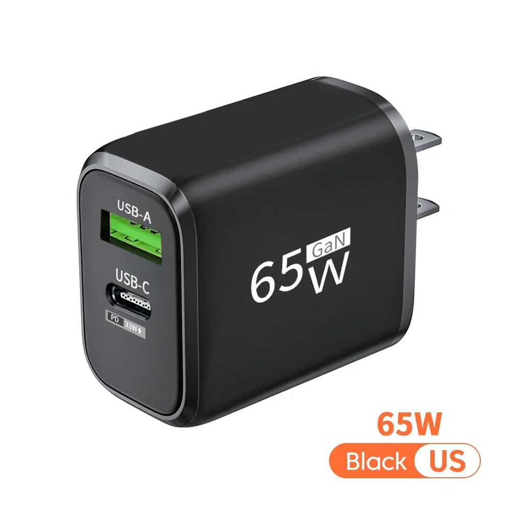 GaN 65W USB-C Fast Charger QC3.0 PD – iPhone, Samsung, Tablet