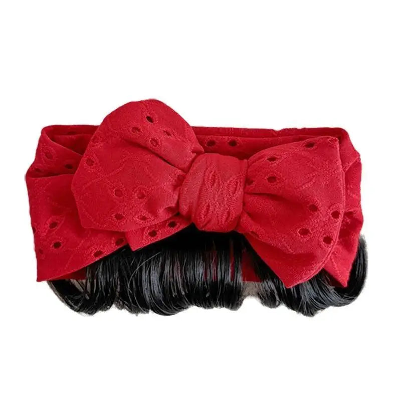Infant Bowknot Headband with Faux Bangs | Baby Girls Hairband