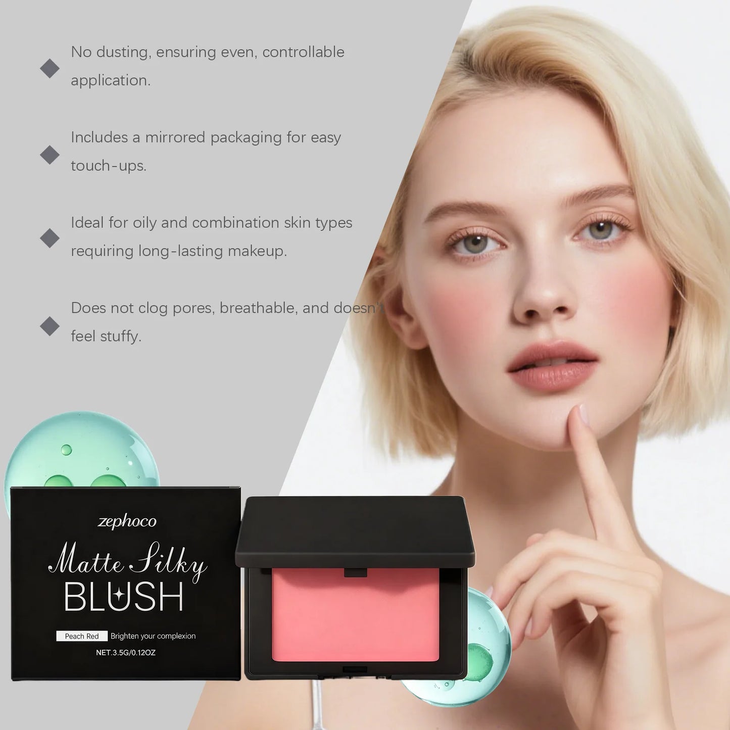 Matte Blush Powder Palette | Silky Peach Long-Lasting Makeup