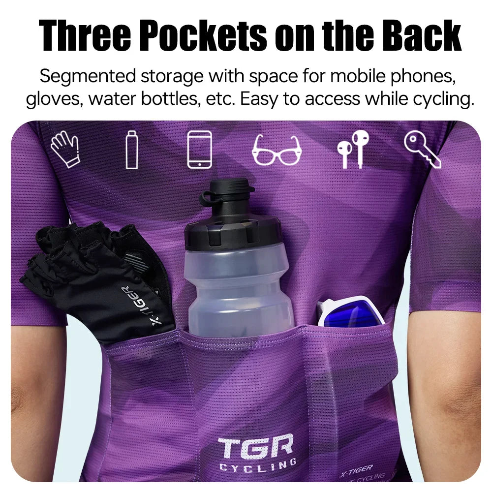 X-TIGER Women's Cycling Jersey – Breathable Quick-Dry Short Sleeve