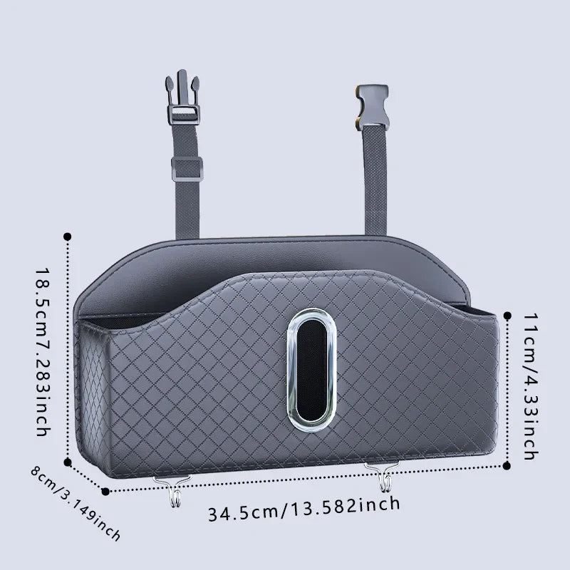 PU Leather Car Seat Back Organizer with Tissue Holder