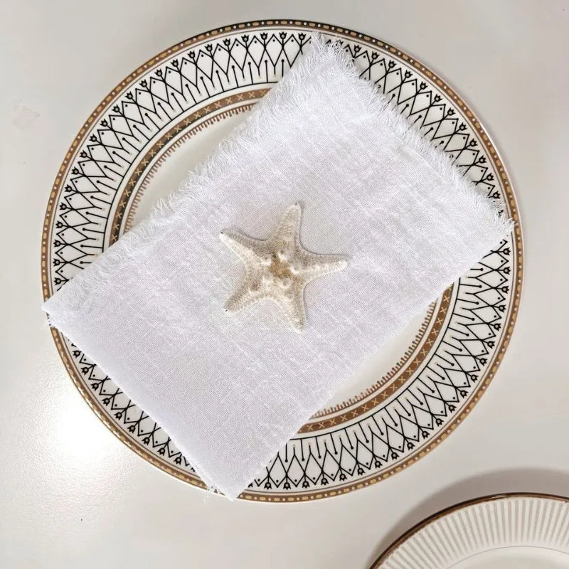Cotton Fringed Napkins for Weddings, Dinners & Events | 32×32cm