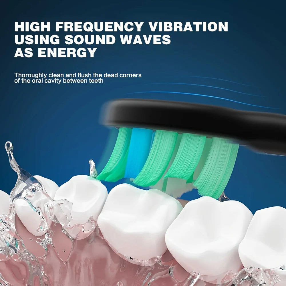 Adult Electric Toothbrush Set – 7 Heads & Wireless Charging