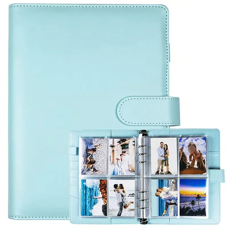 A5 Notebook Photocard Binder 4 Pockets Sleeves 6 Ring PU Leather