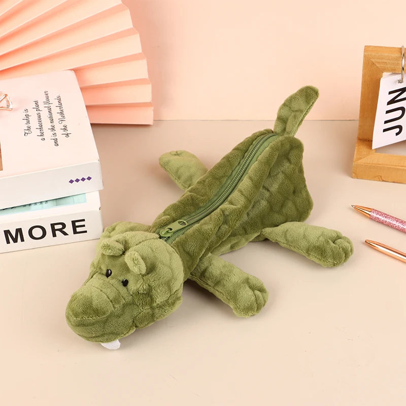 Cute Animal Plush Pencil Case – Lion Tiger Bear Pen Pouch