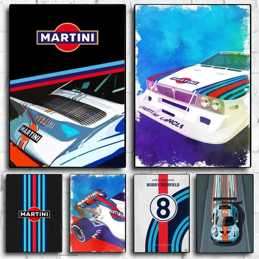 Martini Racing Retro Poster Canvas Painting Bar Retro Poster Mural Modern Home Living Room Bedroom Study Decorative Art Peaceful Pleasures Health and Wellness