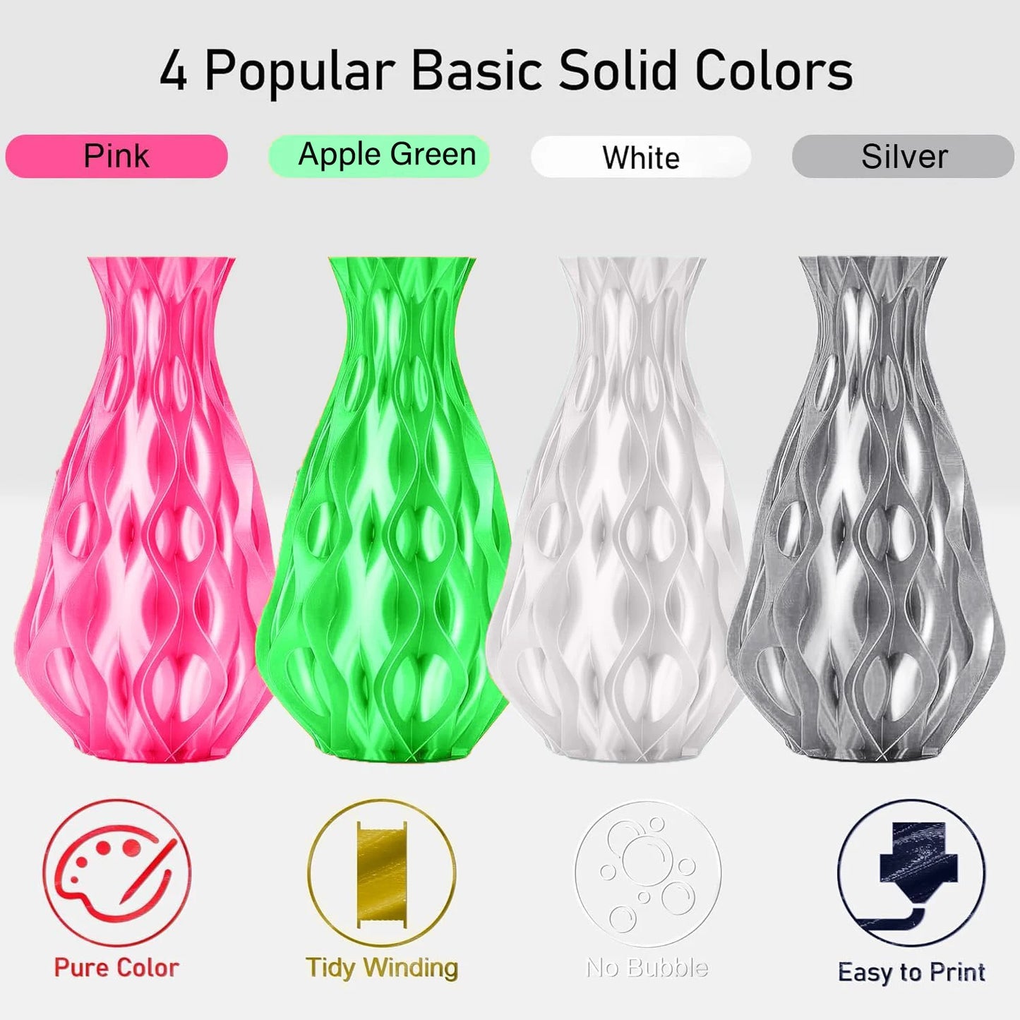 3D Maliang PLA Silk Filament 1.75mm – 4-Color Pack 4×250g