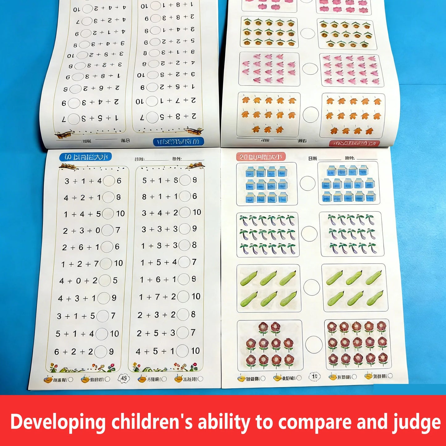 62 Pages Kids Math Workbook Dot Matrix Tracing Book Number Comparison