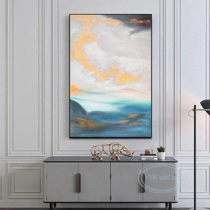 Decorative Oil Painting for Living Room Bedroom Aisle Canvas Wall Art 100% Handmade Abstract Poster Home Hotel Aesthetic Mural Peaceful Pleasures Health and Wellness
