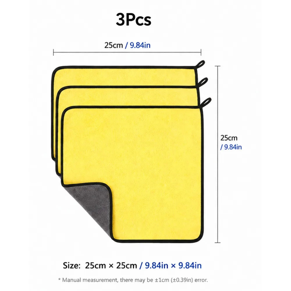 Microfiber Cleaning Towels – Double Layer Quick Dry Cloths (1/3/6) Microfiber Cleaning Cloth Peaceful Pleasures Health and Wellness 25X25cm-3 Pcs