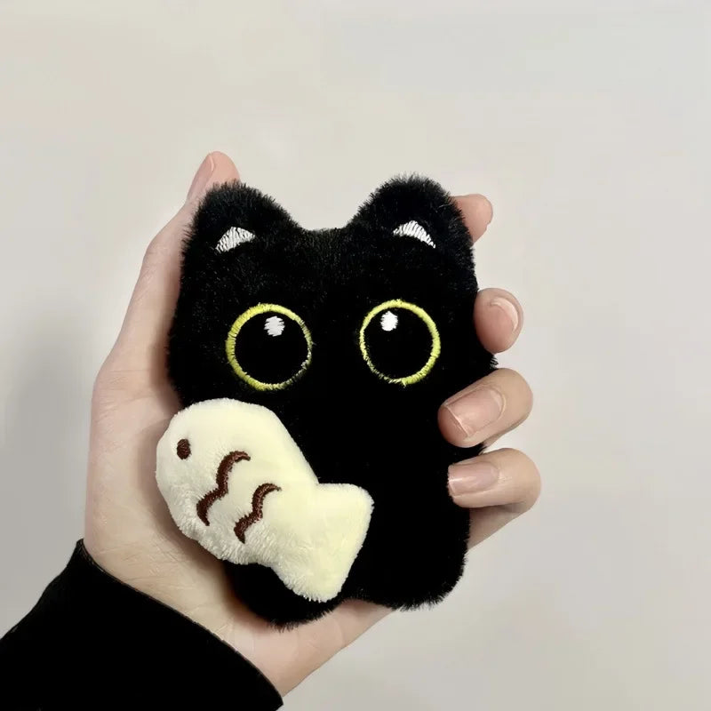 Dark Shadow Cat Plush Keychain | Soft Velvet Fur Key Ring Plush Keychain Peaceful Pleasures Health and Wellness Pendant Only 6 cm