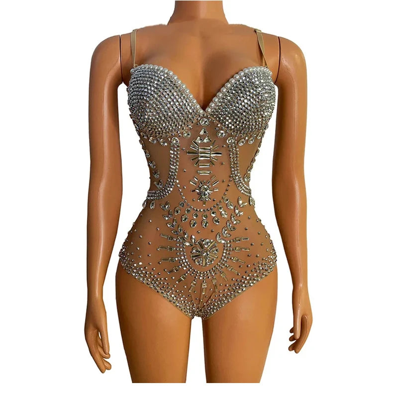 Maternity Photography Sexy Goddess V Neck Rhinestones Pearls Luxurious Stretch Jumpsuits Dress For Photo Shoot Props Peaceful Pleasures Health and Wellness