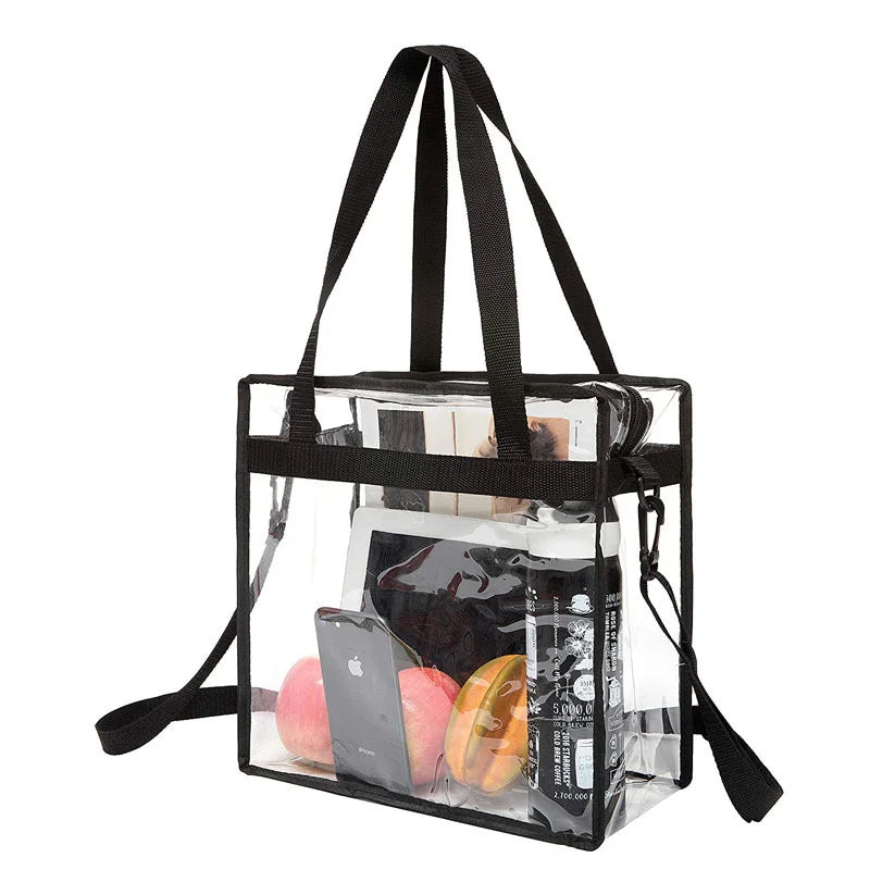 Clear PVC Tote Bag for Women – Large Capacity Waterproof Storage Bag for Gym, Swimming & Travel Peaceful Pleasures Health and Wellness black