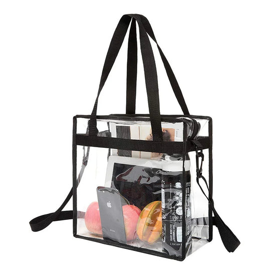 Clear PVC Tote Bag for Women – Large Capacity Waterproof Storage Bag for Gym, Swimming & Travel Peaceful Pleasures Health and Wellness black