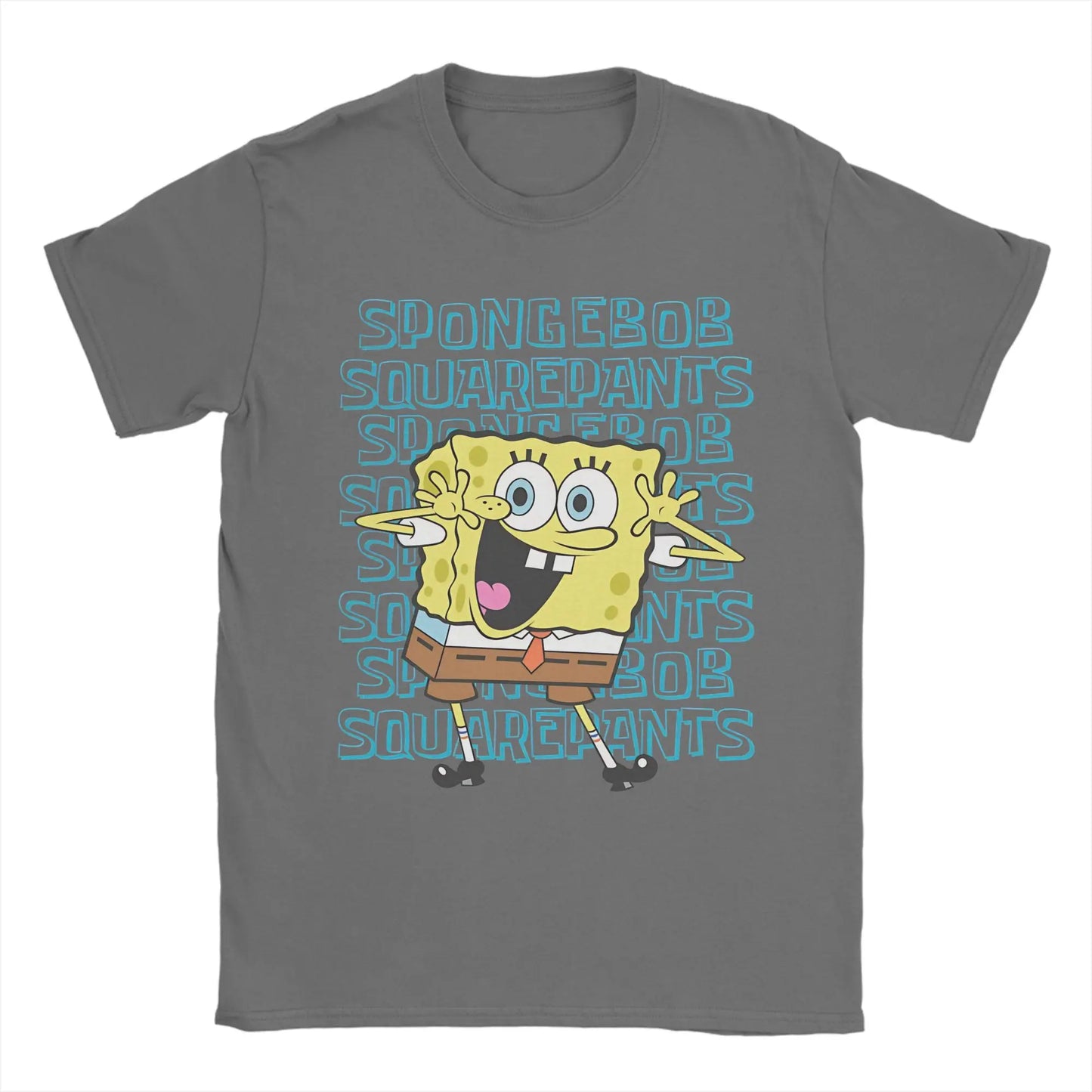 Fun S-Spongebobs T-Shirts Men Crew Neck Pure Cotton T Shirt Short Sleeve Tee Shirt Printed Clothing Peaceful Pleasures Health and Wellness Dark Grey XXXL