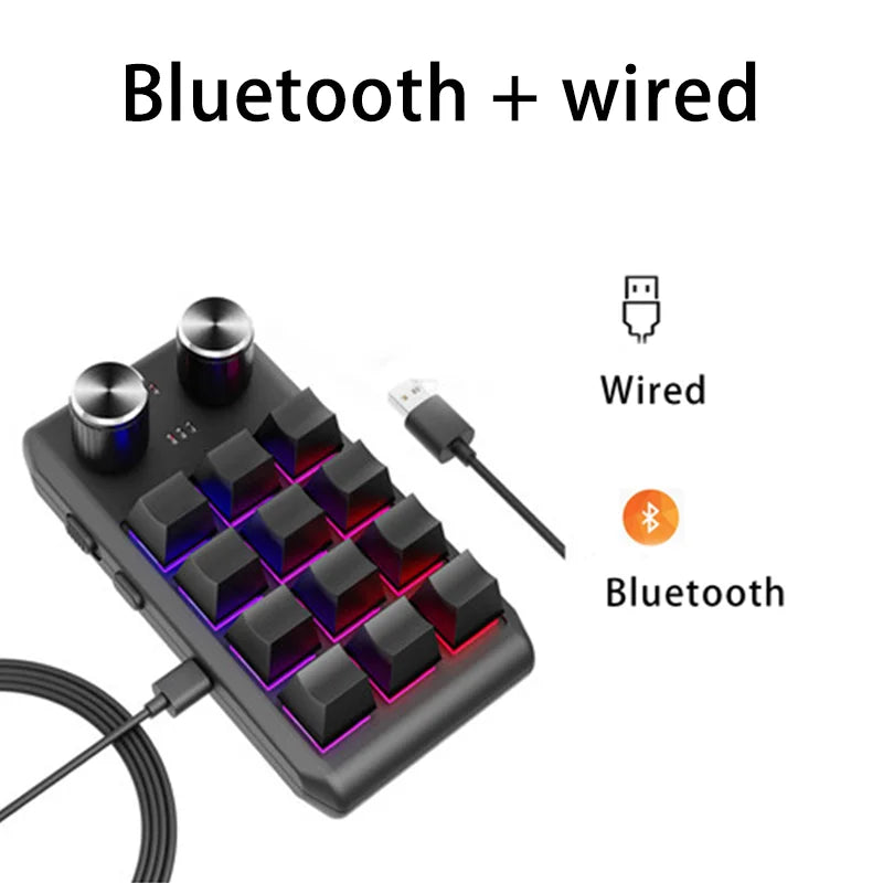 12-Key Macro Mechanical Keyboard Bluetooth 2.4G 3-Mode Macropad