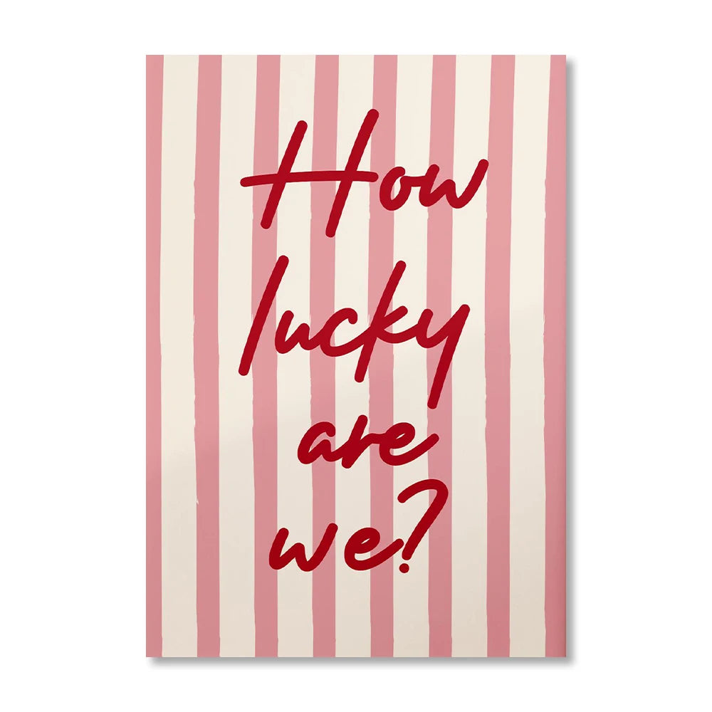 1 Piece of Frameless How Lucky Are We Wall Stripe Art Printing,Fashion Retro Aesthetic Poster,Apartment Digital Printing Deco Peaceful Pleasures Health and Wellness TT266-8 50x70cm Unframed