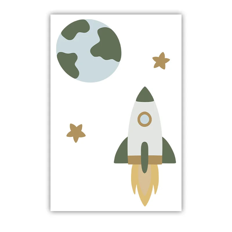 Custom Name Kids Canvas Wall Art – Anime Space Nursery Print