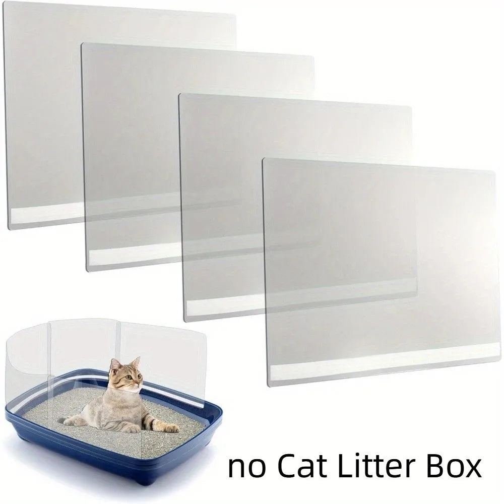 4-Pack Cat Litter Box Pee Shields – High-Sided Splash Guard