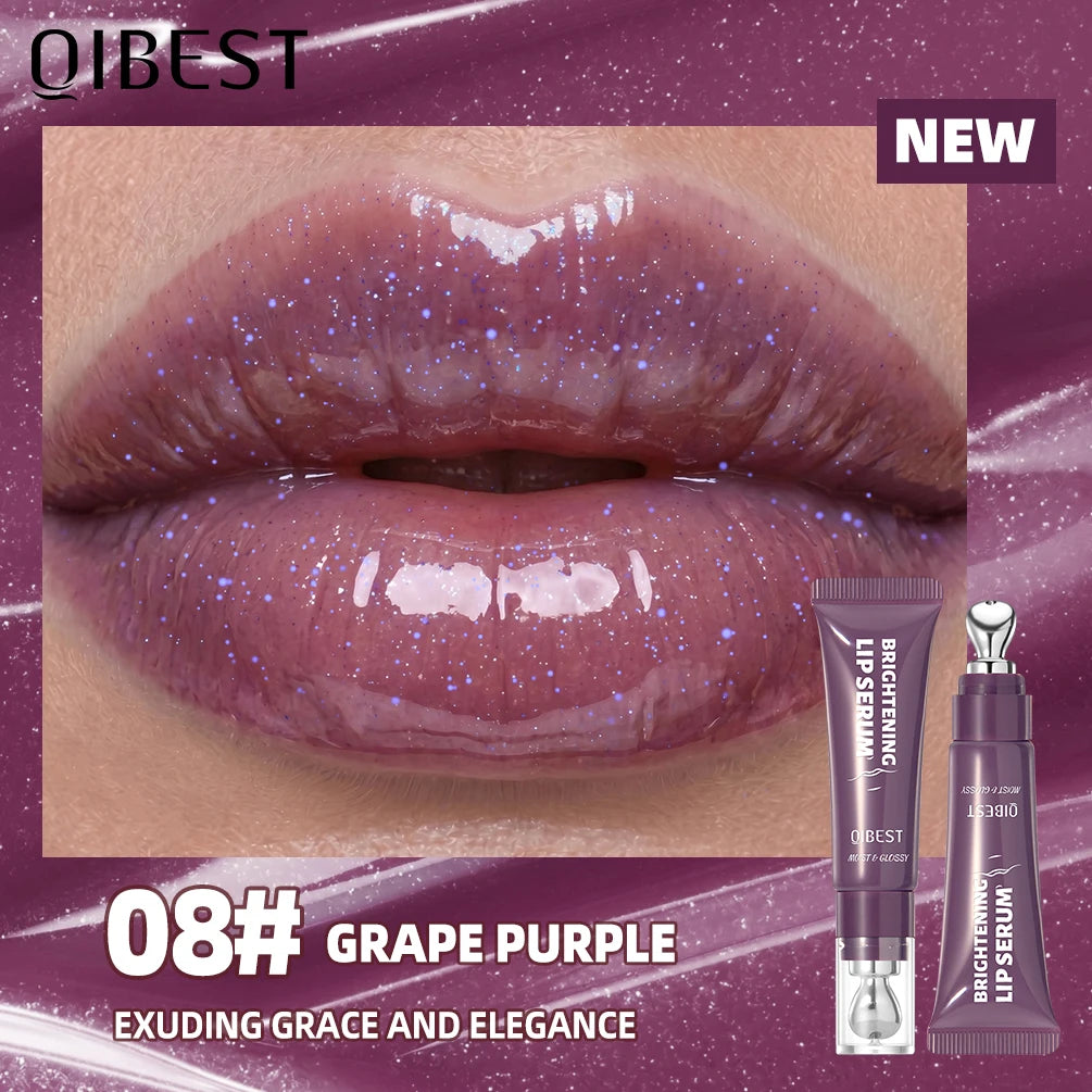 QIBEST Moisturizing Lip Lotion Mirror Pearl Lipgloss Volumizing Lip Glaze Natural Lip Tint Gloss Moisturizing Jelly Lip Stain Peaceful Pleasures Health and Wellness 08 Grape Purple