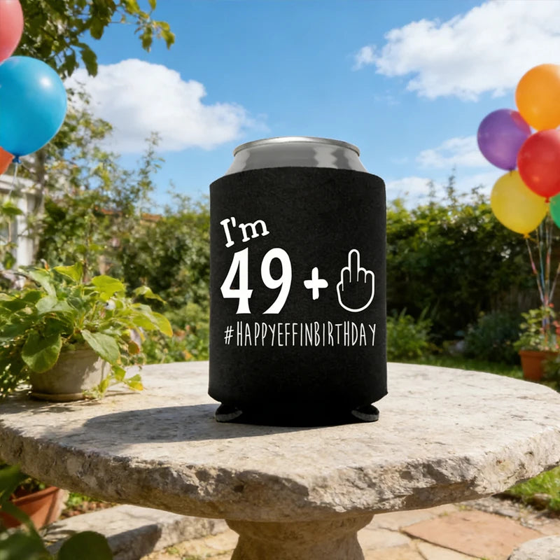 Funny 50th Birthday Can Cooler – "I'm 49+1" Beer Sleeve Gift Can Cooler Sleeve Peaceful Pleasures Health and Wellness
