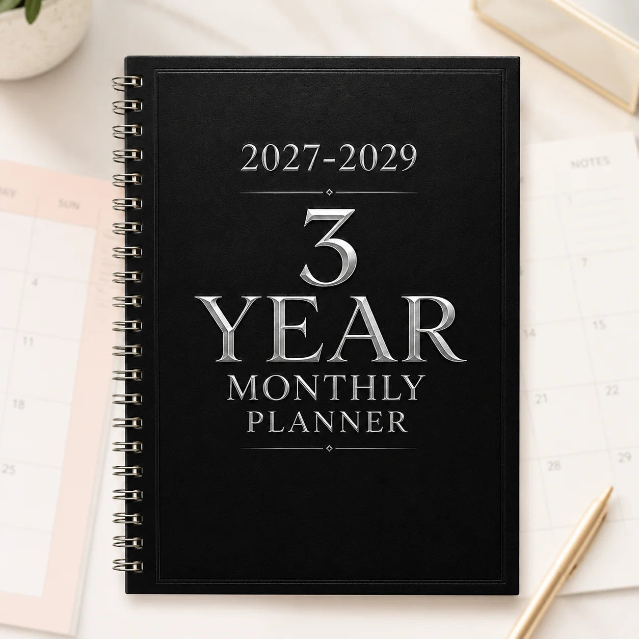 2027-2029 3-Year Monthly Planner A5 Spiral Notebook Minimalist